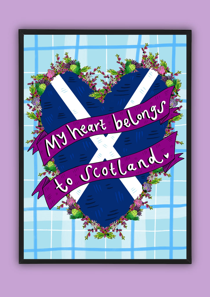 My heart belongs to Scotland! Illustration Print