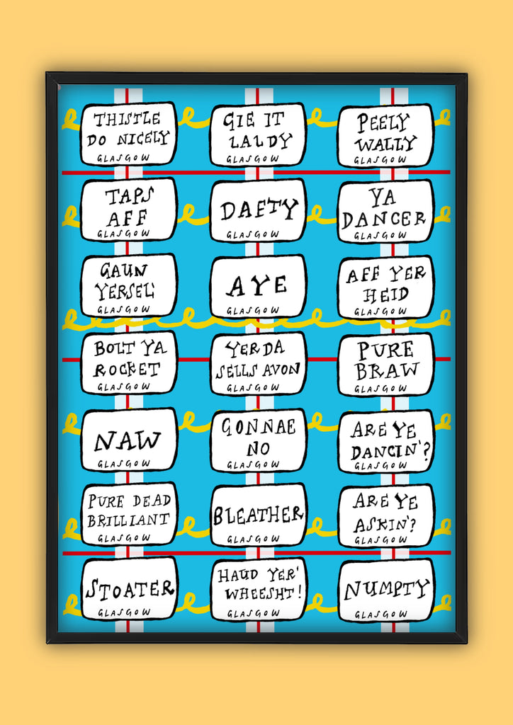 Glasgow Slang Street Signs Art Print