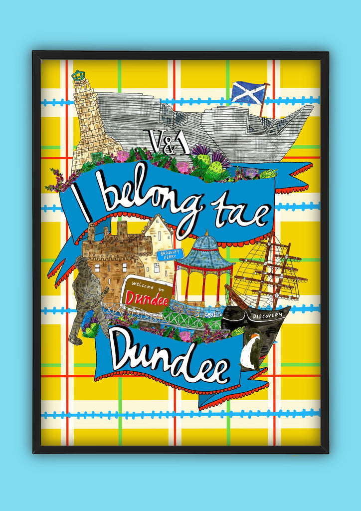 I Belong Tae DUNDEE Art Print, Dundee landmarks Illustration