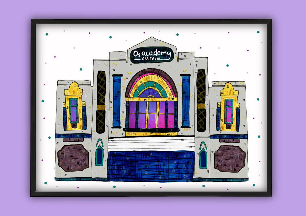 O2 Academy Glasgow Music Venue Illustration Print