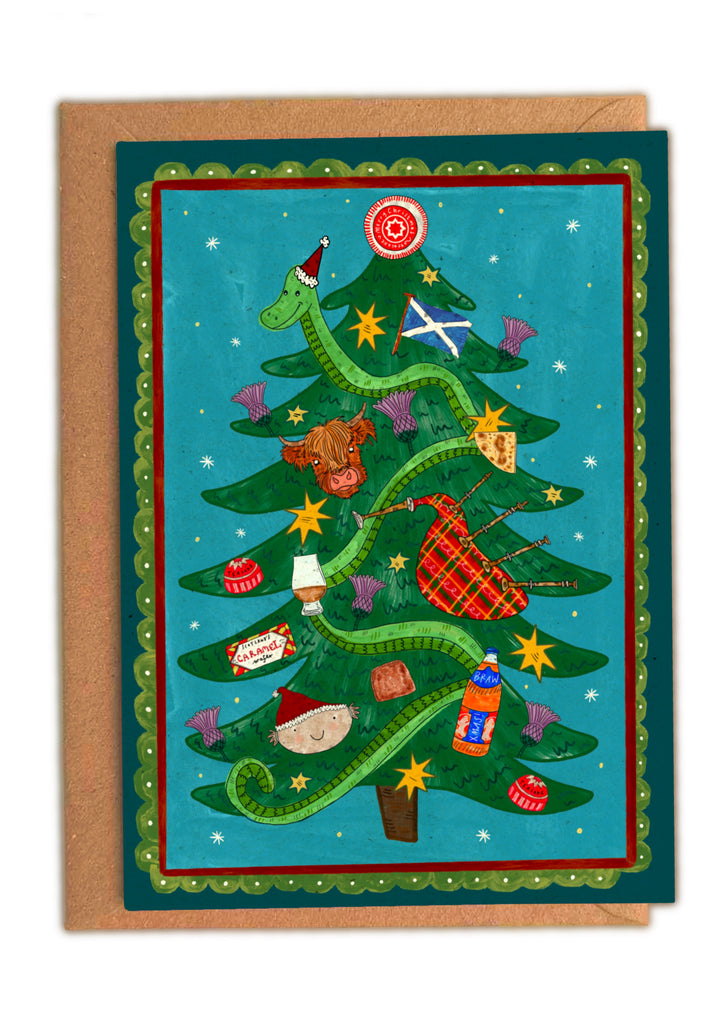 Wee Scottish Christmas Tree Xmas Card