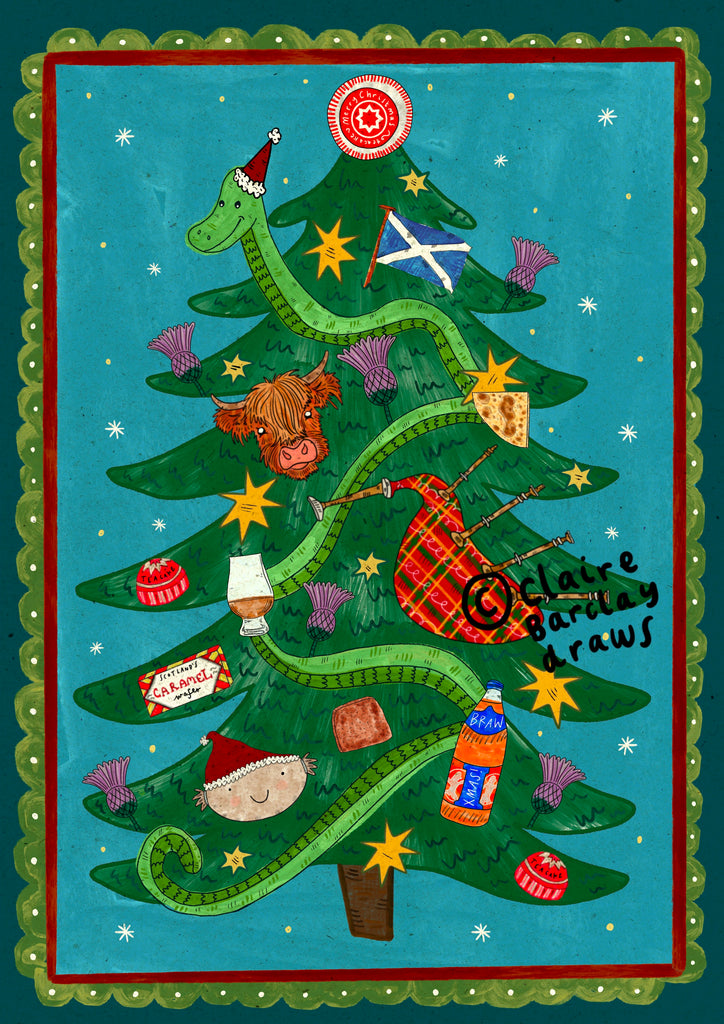 Wee Scottish Christmas Tree Xmas Card